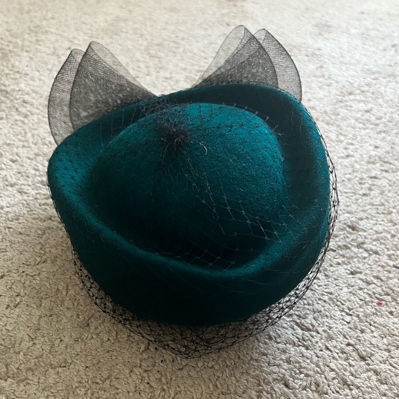 Vintage bollman wool felt tea party retro hat‎ with net and bow Kentucky Derby - Picture 1 of 5